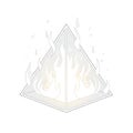 Geometric Pyramid Displaying Flames Against White Background, Creating a Unique Design Royalty Free Stock Photo
