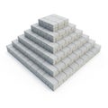 Geometric Pyramid Stacked from Gray Concrete Blocks on White Background Royalty Free Stock Photo