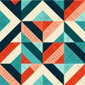 Geometric Quilt Pattern In Dark Teal And Orange