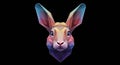 Geometric rabbit head rendered in a low-poly style against a black background. The Royalty Free Stock Photo