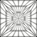 Geometric radial pattern. Symmetrical line work. Abstract square Vector. Light shadow play. Royalty Free Stock Photo
