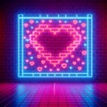 Neon pink hearts pulse neon outlines retro pair Generative AI