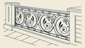 Geometric Railing Vector Art, Ornate Architectural Pattern, vector design Generative AI Royalty Free Stock Photo