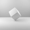 Geometric real plastic cube on White background. 3d illustration