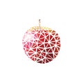 Geometric red apple. Polygonal and triangle apple.