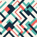 Geometric Red And Blue Abstract Pattern With Striped Designs Royalty Free Stock Photo