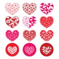 Geometric red and pink heart for Valentine's Day icons - love, relationship concept