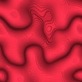 Geometric red topography map concept. Monochrome 3D illustration relief