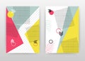 Geometric red, yellow, blue dotted shapes design for annual report, brochure, flyer, poster. Colorful abstract background vector Royalty Free Stock Photo