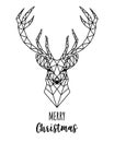 Geometric Reindeer Christmas card, vector Royalty Free Stock Photo