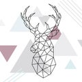 Geometric reindeer illustration. low poly line art.