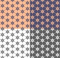 Geometric repeating texture with star. Seamless ethnic pattern in monochrome, lilac, orange colors. Vector background