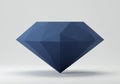 Geometric representation of a faceted diamond shape, rendered in a deep blue color. Royalty Free Stock Photo