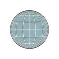 Geometric representation of a globe with a grid pattern. The globe features intersecting vertical Royalty Free Stock Photo