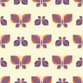 Geometric retro butterfly vector pattern design. Abstract orange and purple insect for Textile Fabric. Nature wildlife Royalty Free Stock Photo