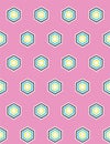 Geometric retro hexagon shape seamless pattern. All over print vector background. Summer 1950s quilt tile fashion style