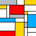 Geometric Retro Mondrian Style Color Composition