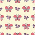 Geometric retro pink butterfly vector pattern design.Nature wildlife vintage swatch. Abstract purple insect for Textile Fabric Royalty Free Stock Photo