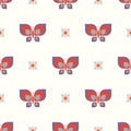 Geometric retro pink butterfly vector pattern in line. Nature wildlife vintage swatch. Abstract purple insect for Textile Fabric Royalty Free Stock Photo