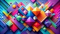 Geometric Rhapsody: A Dynamic Abstract Composition Exploding with Color and Form Generative AI Digital art generation Royalty Free Stock Photo