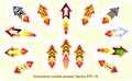 Geometric rockets, fire arrows set. Kit fire arrow direction symbol. eps10 Royalty Free Stock Photo