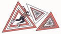 Geometric running figures, abstract sport scene, motion art, Vector Design, Generative AI