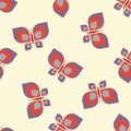 Geometric scattered butterfly vector pattern design. Abstract orange and purple insect for Textile Fabric. Nature Royalty Free Stock Photo