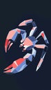 Geometric Scorpion Abstract Illustration of a Scorpion in Red and Blue Tones on Dark Background Royalty Free Stock Photo