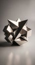 Geometric sculpture composed of interlocking metallic shapes, including cubes and Royalty Free Stock Photo