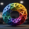 Geometric sculpture in a torus shape featuring triangular facets forming a continuous Royalty Free Stock Photo