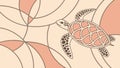 Geometric Sea Turtle Aquatic Pattern, Generative AI Royalty Free Stock Photo