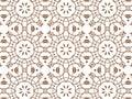 Geometric seamless background with shape abstract and kaleidoscope square repetition. Abstract white and brown gradient background