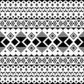 Geometric seamless ethnic pattern. Aztec and Navajo tribal style with pixel pattern. Border ornament. Black and white colors.