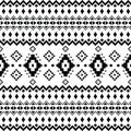 Geometric seamless ethnic pattern in native tribal style. Pixel pattern with Native American motive. Black and white colors. Royalty Free Stock Photo