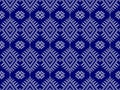 Seamless Geometric ethnic traditional pattern in rectangle triangle floral style and crossing stripe line. Floral Rectangle in blu Royalty Free Stock Photo