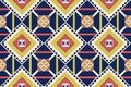 Geometric seamless Ethnic traditional pattern in swithing rectangle style and crossing stripe line. Rectangle triangle in blue yel Royalty Free Stock Photo