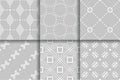 Geometric seamless gray patterns. Collection of backgrounds