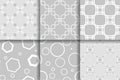 Geometric seamless gray patterns. Collection of backgrounds