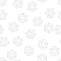 Geometric seamless pattern. Abstract vector background. Icosahedron black and white background.