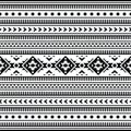 Geometric seamless pattern with Aztec tribal motives in black and white colors. Royalty Free Stock Photo