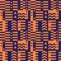 Geometric seamless pattern. Bauhaus style background. Modular grid print. Stripe, line, arrow, rectangle ornament