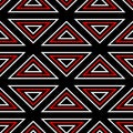 Geometric seamless pattern. Black red white background Royalty Free Stock Photo