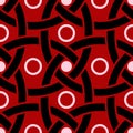 Geometric seamless pattern. Black red white background