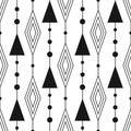 Geometric seamless pattern. Black and white abstract background with circles and triangles. Repeating texture. Royalty Free Stock Photo