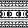 Geometric seamless pattern in black and white colors. Aztec tribal design for fabric print and decoration. Royalty Free Stock Photo