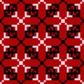 Geometric seamless pattern. Black and white elements on red background Royalty Free Stock Photo