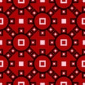 Geometric seamless pattern. Black and white elements on red background Royalty Free Stock Photo