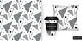 Geometric seamless pattern. Black and white geometric background with triangles and circles. Monochrome repeating texture.