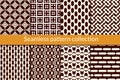 Geometric seamless pattern collection. Ethnic geo background set. Circle, square, arrow, chevron, zigzag, hexagon bundle