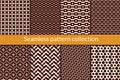 Geometric seamless pattern collection. Geo background set. Zig zag, hexagons, brickwall, cross, circle, square bundle Royalty Free Stock Photo